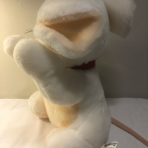 Cute White And Peach Plush Mouse With Scarf 12” Whimsy - Picture 10 of 10